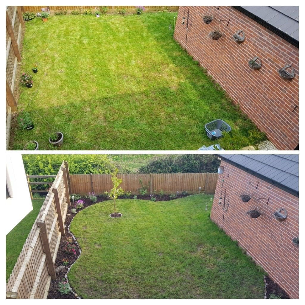 Garden Fencing and Lawn Before and After